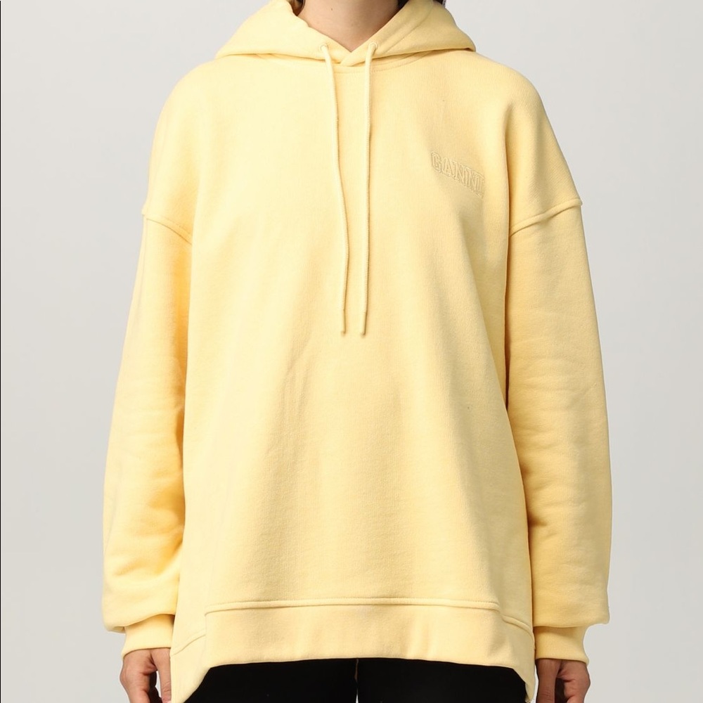 Ganni Logo Embroidered Drawstring Hoodie